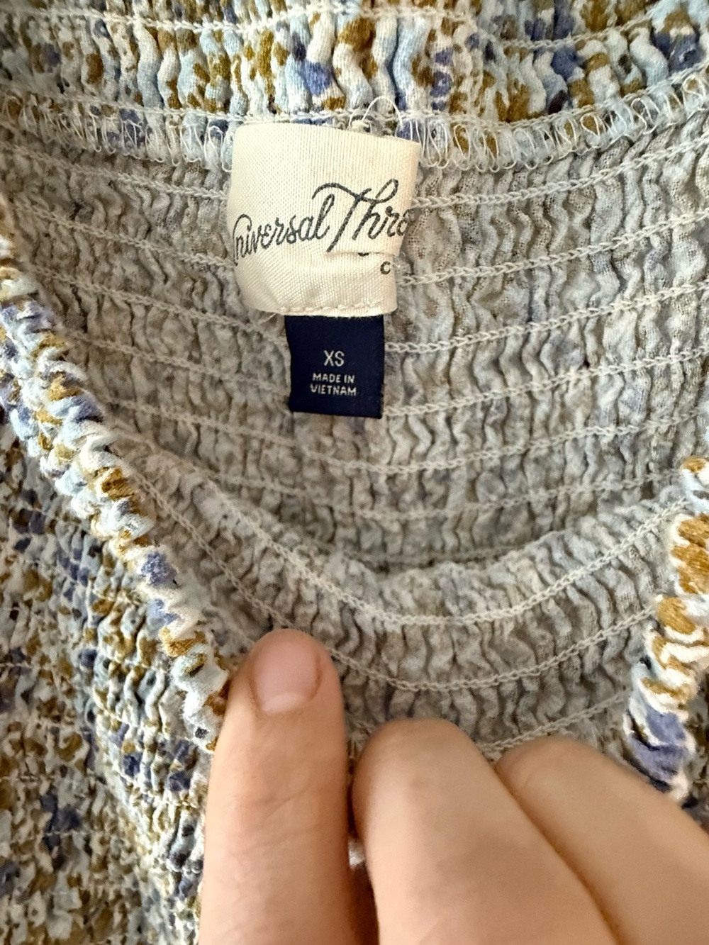 Universal Thread Floral Puff-Sleeve Dress in Blue, Yellow, Cream - Picture 6 of 7